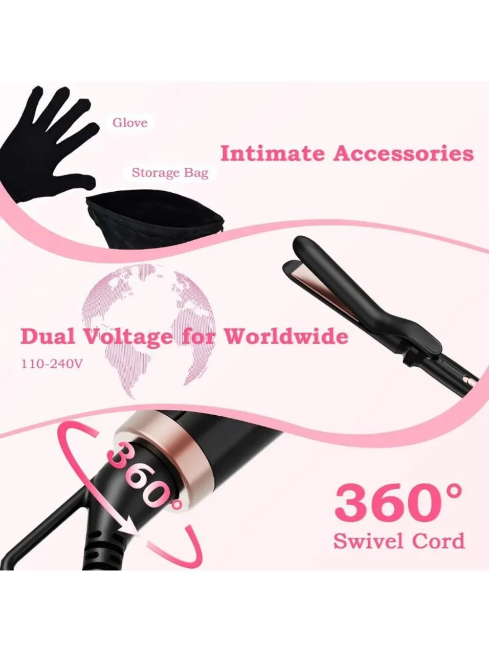 5-in-1 Curling Iron Set & Flat Iron, Ceramic Barrels 0.35